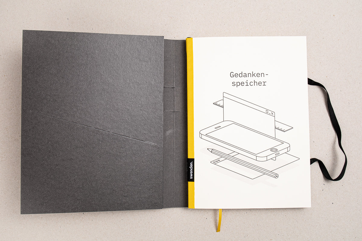 Individuell bedrucktes Projekt- und Meeting-Layout im Notizbuch mit Logo, maßgeschneiderter Buchblock