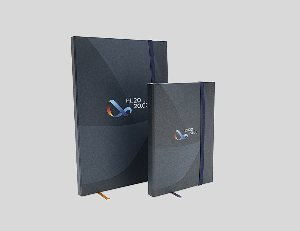Individuelles Notizbuch mit Logo und Mappe im Corporate Design, gefertigt in Deutschland