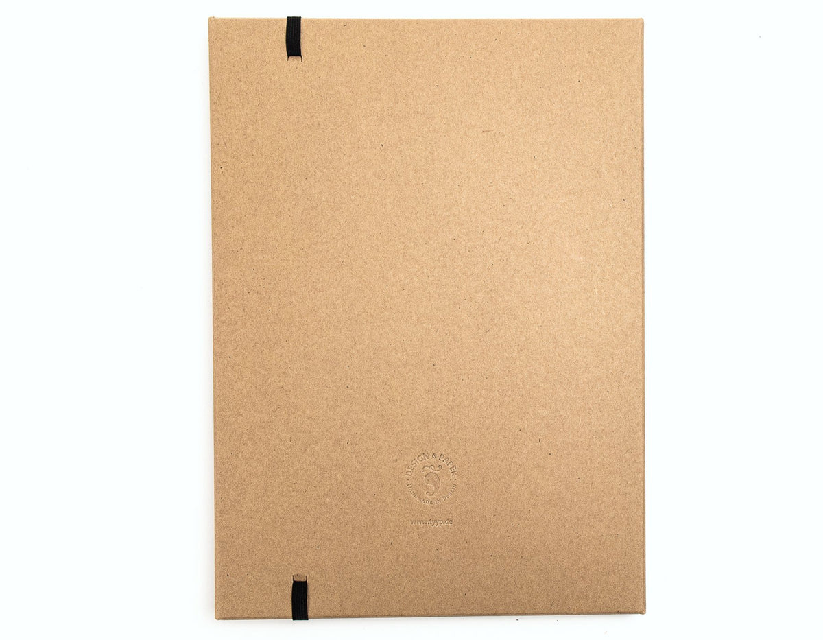 Rückseite Sammelmappe A4 „Urban“ aus Recyclingkarton, Gummibandführung Natur Design Craft braun
