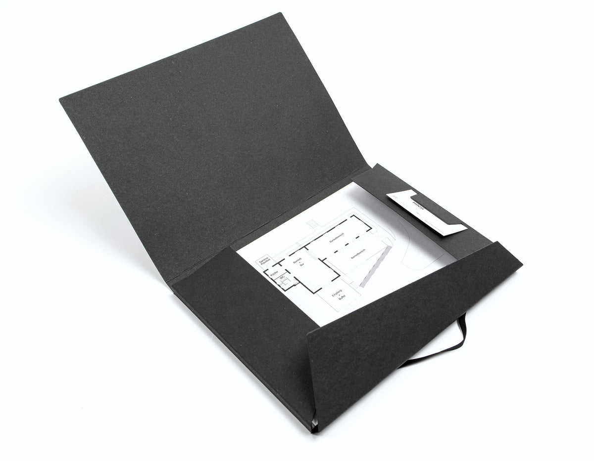 Innenmaterial Recyclingkarton Schwarz der Sammelmappe A4 „Urban“, matte Oberfläche, langlebig