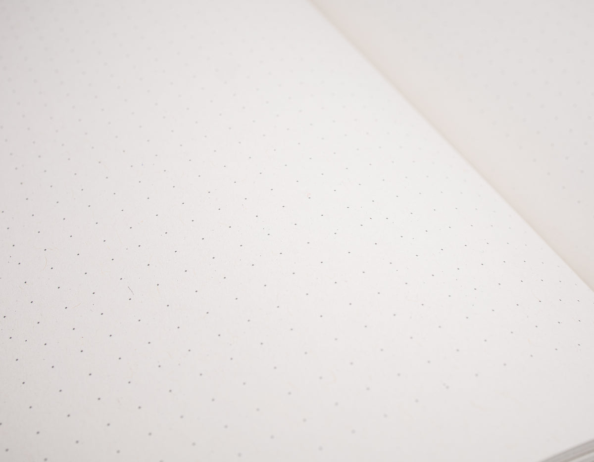 Gepunktete Dotted Innenseiten eines Notizbuchs für Bullet Journal und strukturierte Notizen