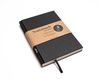 Notizbuch A6 „BerlinBook“ blanko, perforiert, Einband Schwarz | Bundfarbe Schwarz