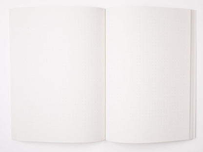 Notizbuch A5 dotted aufgeschlagen, punktkariertes Papier, Doppelseite