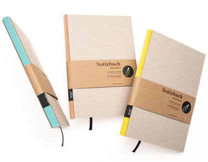 Design Notizbuch A5 BerlinBook in verschiedenen Bundfarben, blanko und perforiert, 100% Recyclingpapier. Notizbuch heraustrennbare Seiten