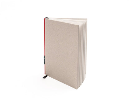 tyyp® Notizbuch A6 „BerlinBook“ blanko, perforiert, Grauer Einband, Bundfarbe Rot, 100% Recyclingpapier