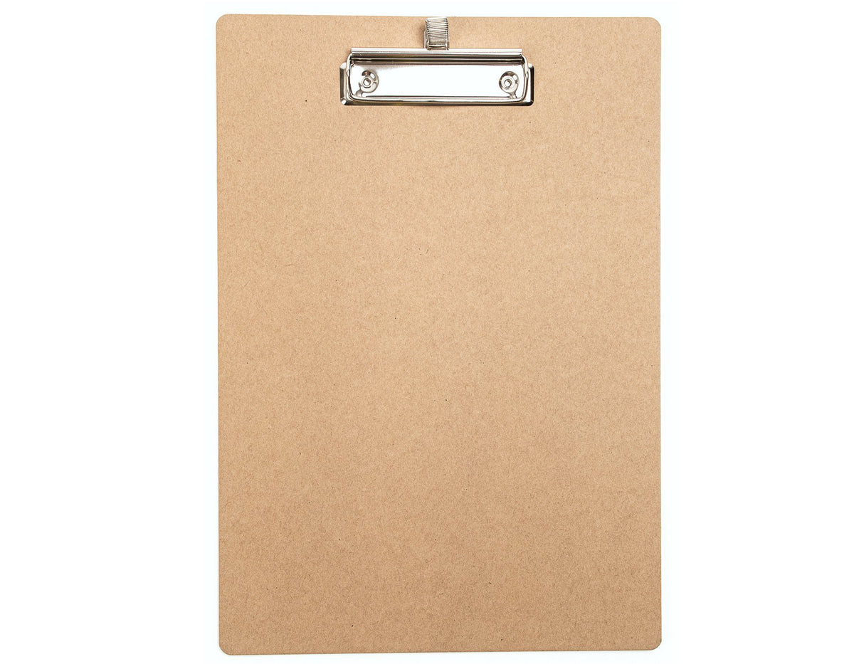 Klemmbrett A4 aus Pappe Natur-Design Craft braun mit Metallklemme, minimalistisch