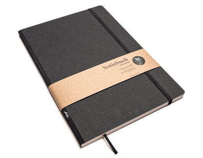 Notizbuch A4 gross „Klassik“ blanko, Abreißperforation, Einband Schwarz | Bundfarbe: Black
