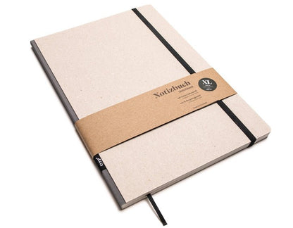 Notizbuch A4 gross „Klassik“ blanko, Abreißperforation, Einband Recyclingkarton Grau | Bundfarbe: Carbon-Grau