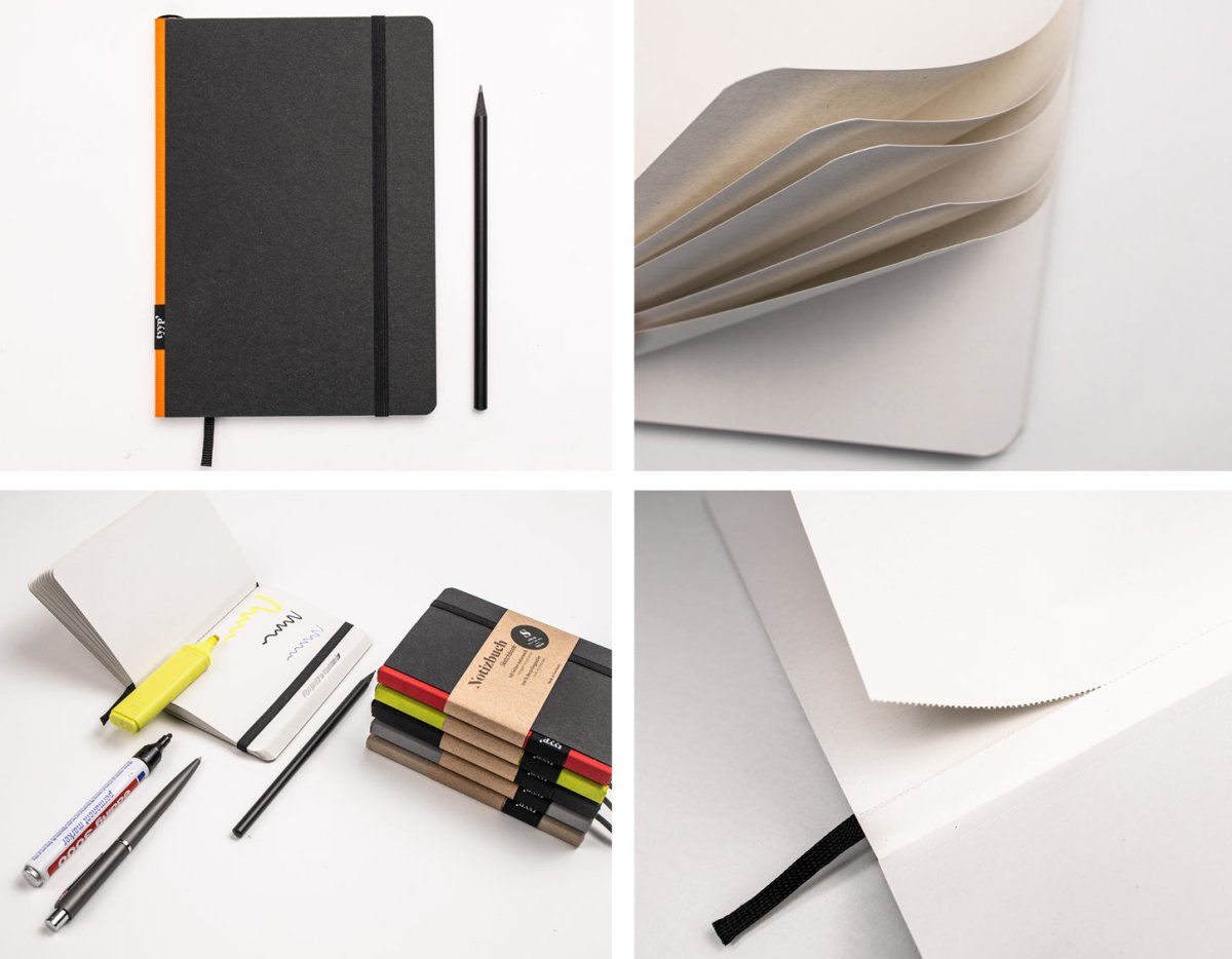 Kleines Notizbuch A6 „Klassik" – perforiert, mit Gummiband