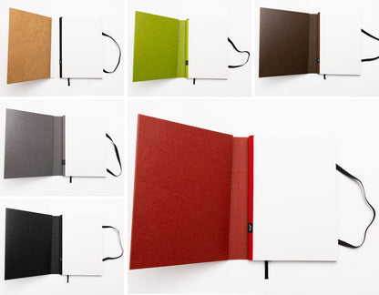Notizbuch A5 „Schweizer Broschur“ blanko, perforiert, 100% Recyclingpapier, nachhaltiges Notizbuch alle farben Übersicht