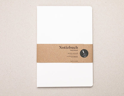 Notizbuch A5 Magazinformat Softcover, blanko, perforiert, 100% Recyclingpapier, nachhaltiges Notizbuch