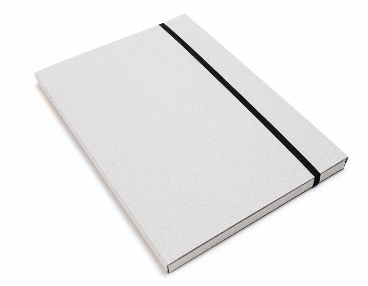 Sammelmappe A4 „Urban“ aus Recyclingkarton, grau, mit Gummibandverschluss, minimalistisch