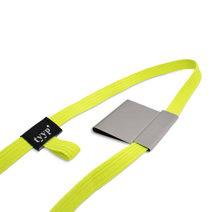 Detailansicht Stifthalter für Notizbücher mit Gummiband Stiftschlaufe (pen loop) für DIN A5 Bücher Neon Gelb